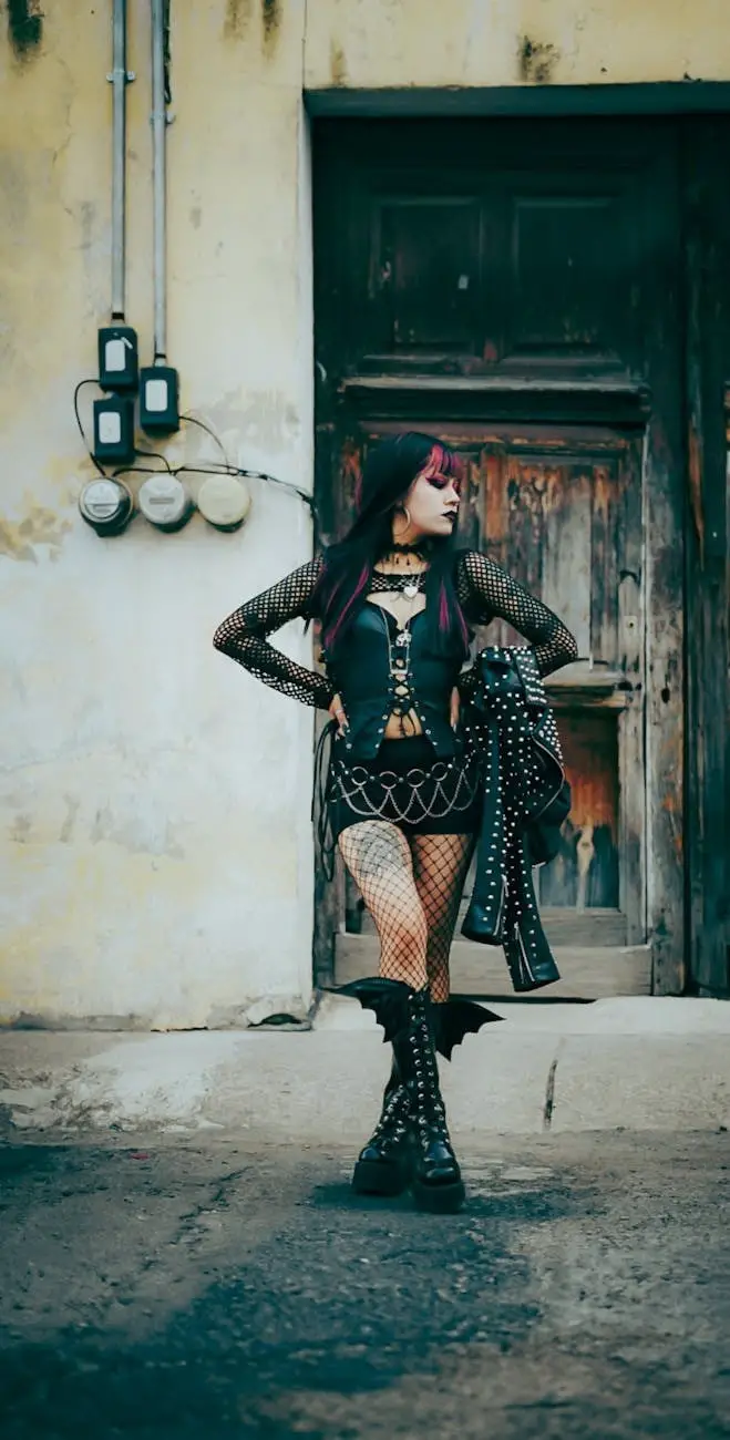 Mesh Top and Studded Jacket Street Style — Trendy Gothic Outfits
