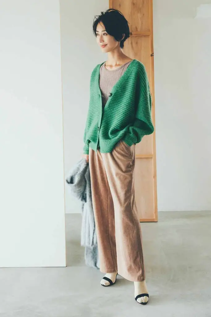 Bright Green Oversized Cardigan With Wide Leg Pants Bright Green Oversized Cardigan With Wide Leg Pants — Trendy Green Cardigan Outfit