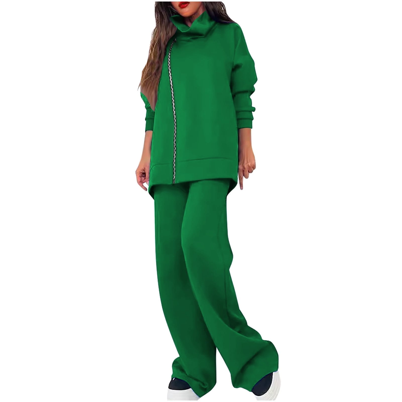 Vibrant Green Oversized Hoodie and Wide Leg Sweatpants, Fleece Vibrant Green Oversized Hoodie and Wide Leg Sweatpants, Fleece — Trendy Green Sweatpants Outfit