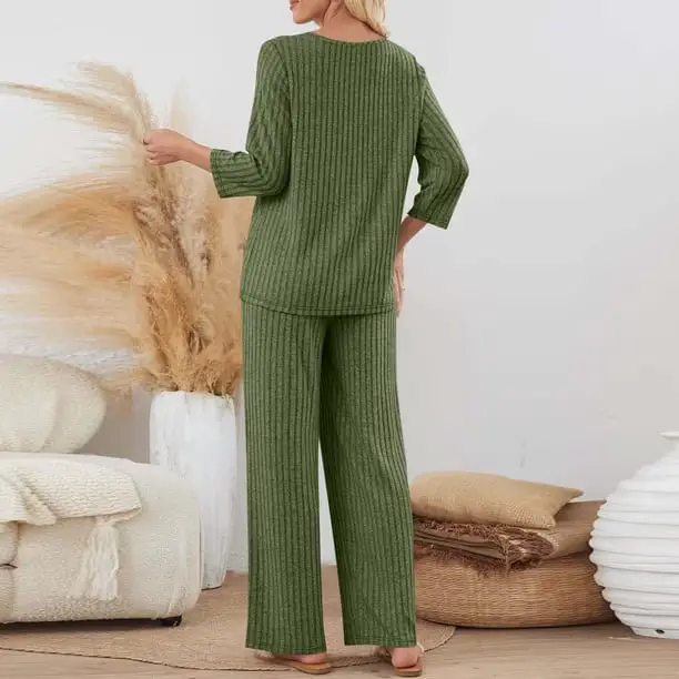 Olive Green Ribbed Knit Wide Leg Sweatpants Olive Green Ribbed Knit Wide Leg Sweatpants — Trendy Green Sweatpants Outfit