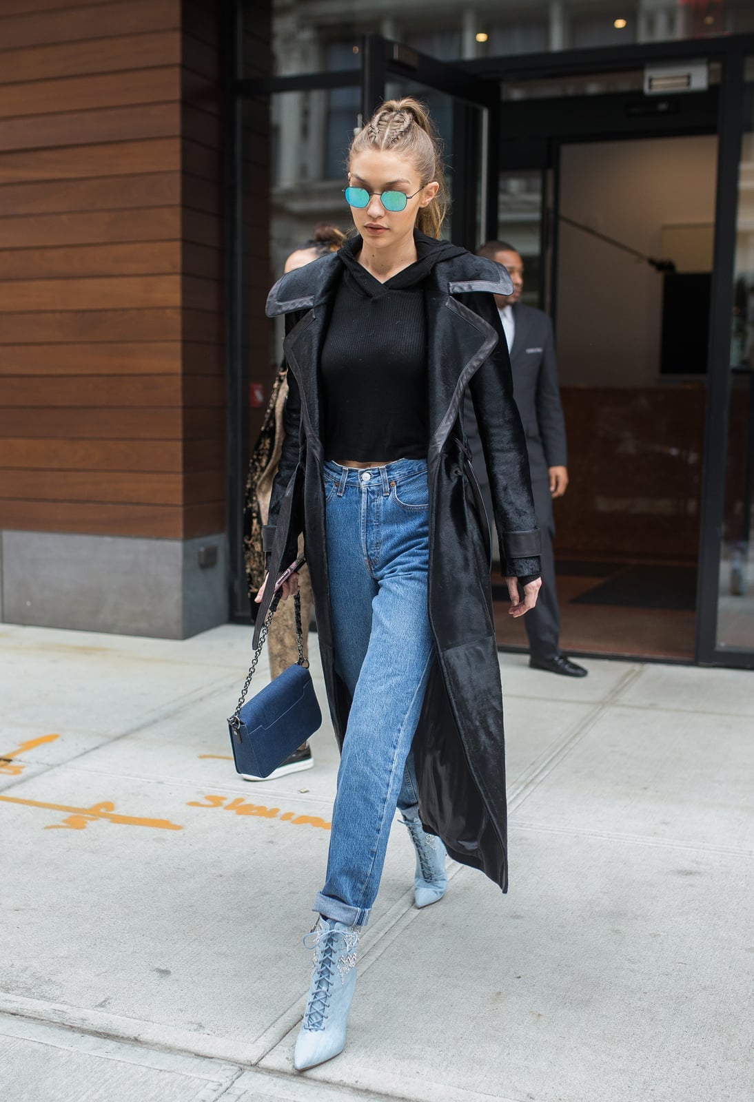 Gray Hoodie Alternative Under Long Black Coat — Trendy Grey Hoodie Outfit