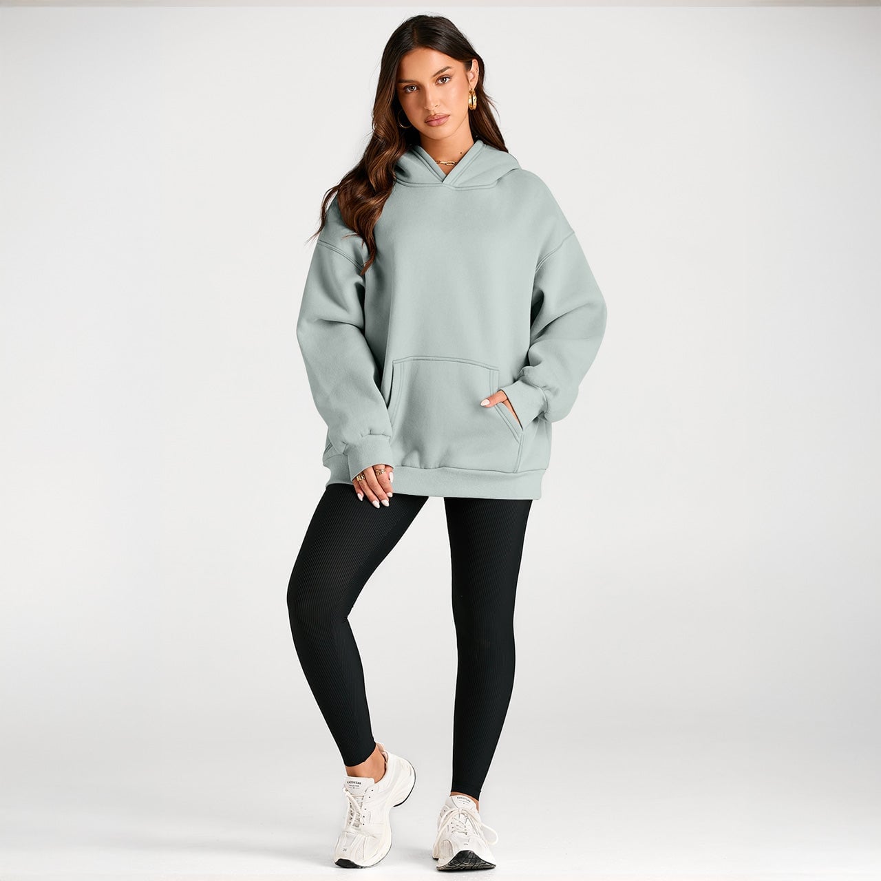 Oversized Gray Hoodie with Black Leggings — Trendy Grey Hoodie Outfit
