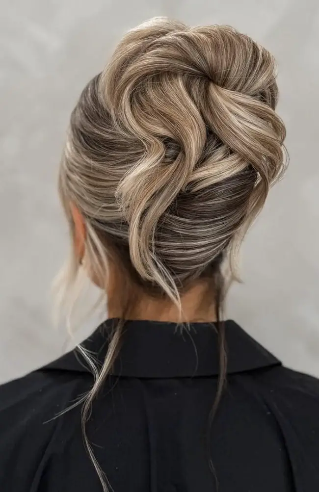 Blonde Updo with Dimensional Color Blonde Updo with Dimensional Color — Trendy Hair Up Hairstyles