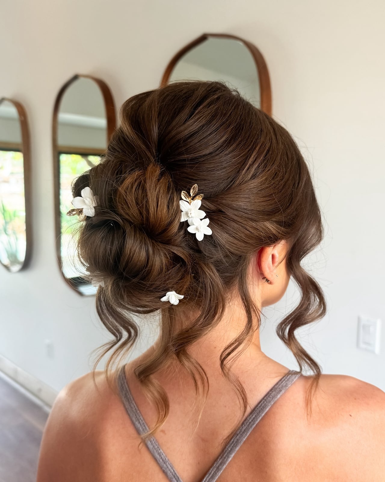 Dark Brown Updo with Caramel Highlights Dark Brown Updo with Caramel Highlights — Trendy Hair Up Hairstyles