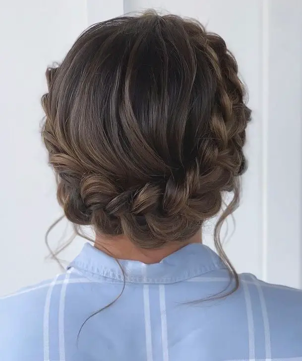 Dark Brown Braided Updo with Woven Detail Dark Brown Braided Updo with Woven Detail — Trendy Hair Up Hairstyles