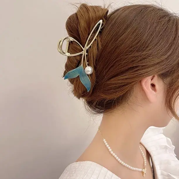 Messy Bun With Mermaid Tail Charm Clip Messy Bun With Mermaid Tail Charm Clip — Trendy Hair with Clips