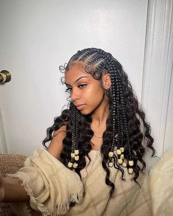 Mid-Back Cornrows with Wooden Beads and Blonde Tips Mid-Back Cornrows with Wooden Beads and Blonde Tips — Trendy Hairstyles for Black Women Braids