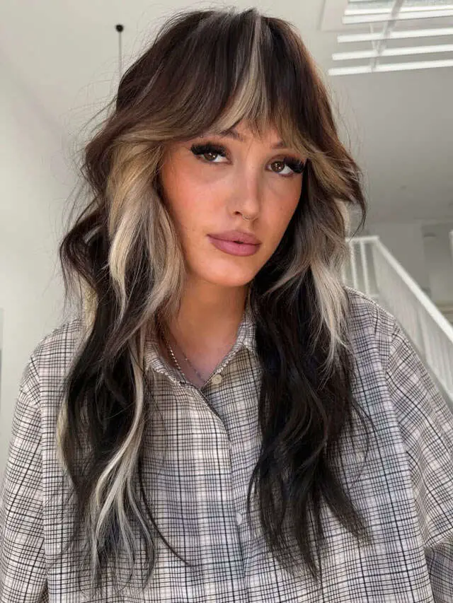 Long Dark Brown With Face-Framing Highlights Long Dark Brown With Face-Framing Highlights — Trendy Highlighting Hair