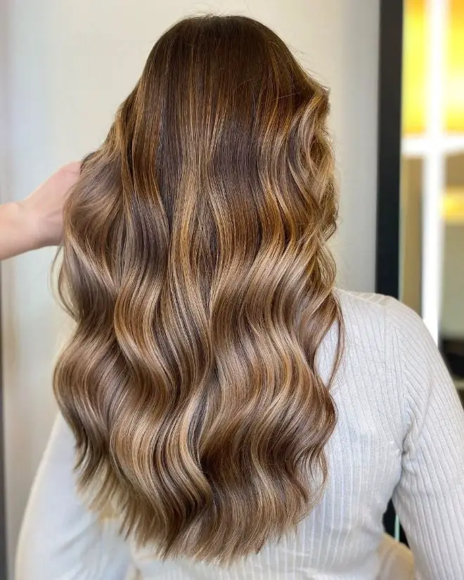 Dark Brown With Caramel Highlights Mid-Back Dark Brown With Caramel Highlights Mid-Back — Trendy Highlighting Hair