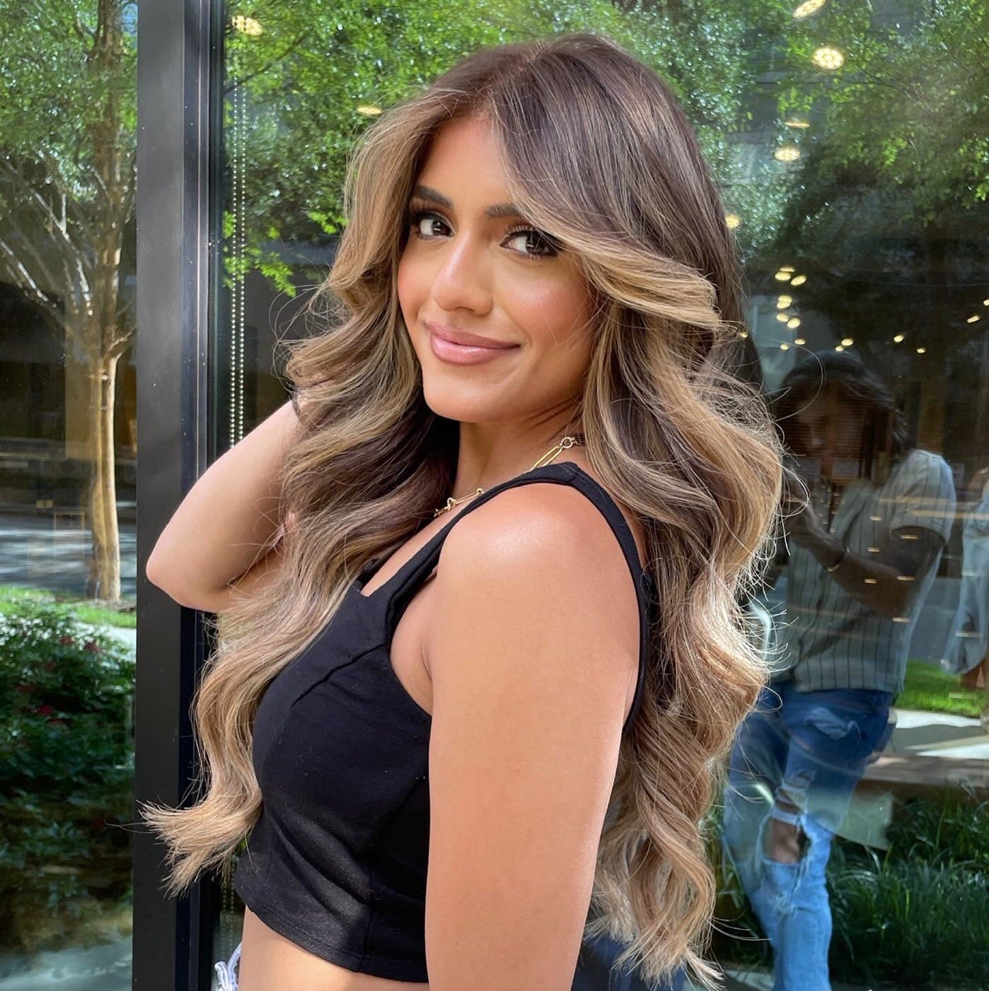 Dark Brown Balayage With Face-Framing Layers Dark Brown Balayage With Face-Framing Layers — Trendy Highlighting Hair