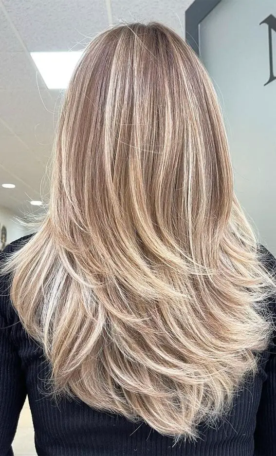 Dark Blonde With Ash Highlights In Long Layers Dark Blonde With Ash Highlights In Long Layers — Trendy Highlighting Hair