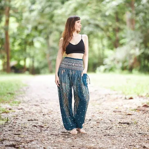 Peacock Print Harem Pants Peacock Print Harem Pants — Trendy Hippie Outfits