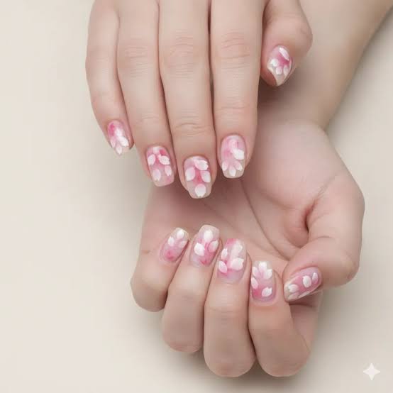 Soft Pink White Cherry Blossom Almond Nails Soft Pink White Cherry Blossom Almond Nails — Trendy Japanese Nails