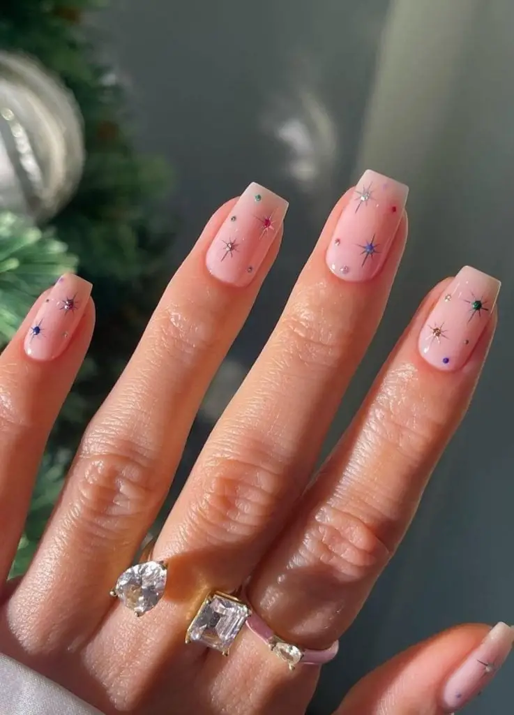 Short Square Rhinestone Star Nails Short Square Rhinestone Star Nails — Trendy Japanese Nails