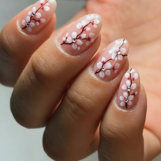 Sheer Pink Cherry Blossom Almond Nails Sheer Pink Cherry Blossom Almond Nails — Trendy Japanese Nails