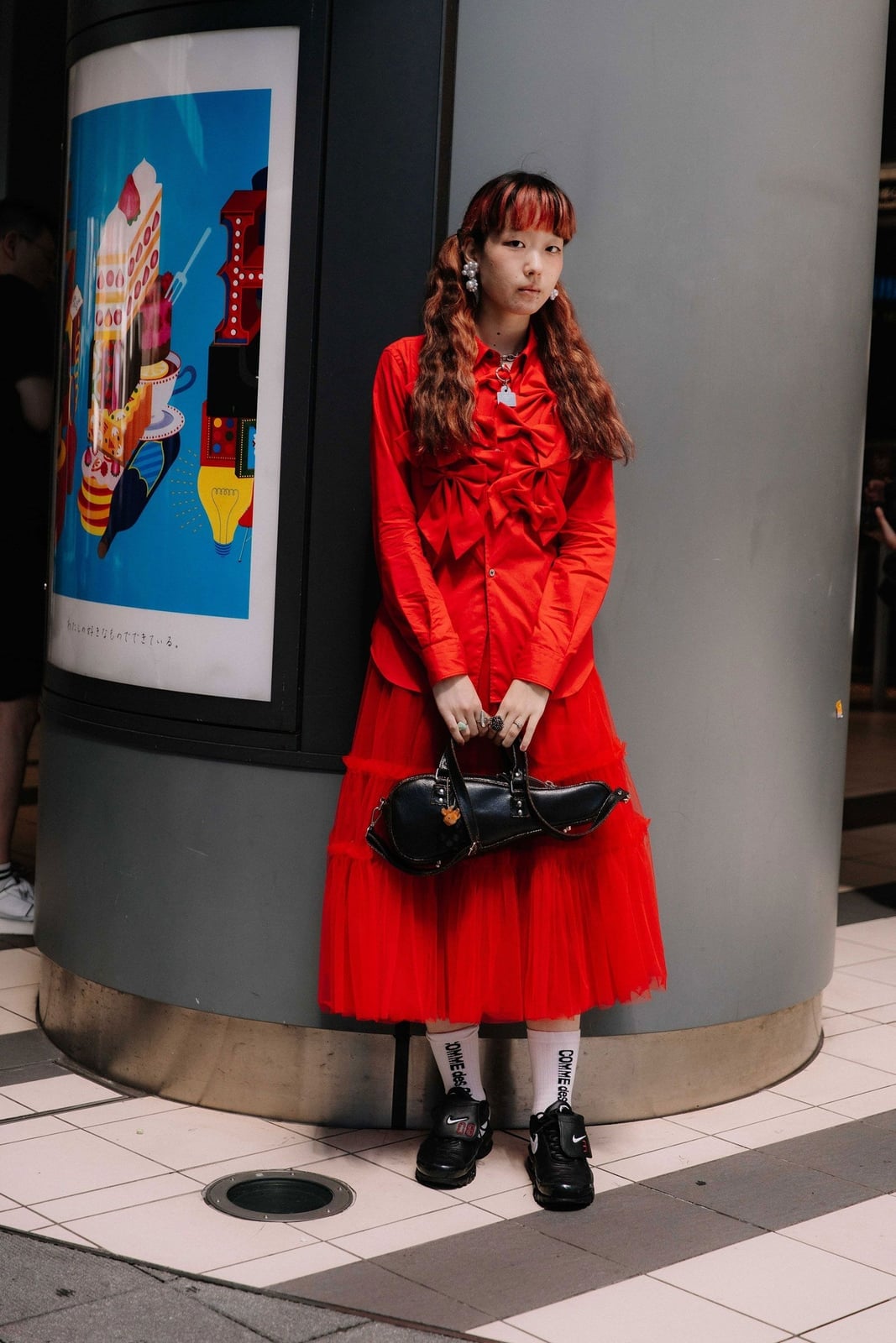 Red Ruffled Shirt With Tulle Skirt — Trendy Japanese Outfits
