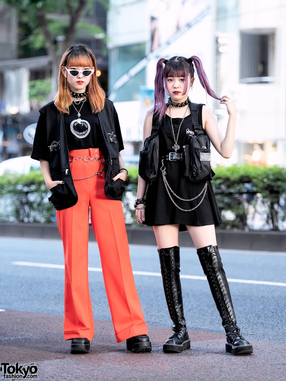 Streetwear Orange Trousers With Vest — Trendy Japanese Outfits
