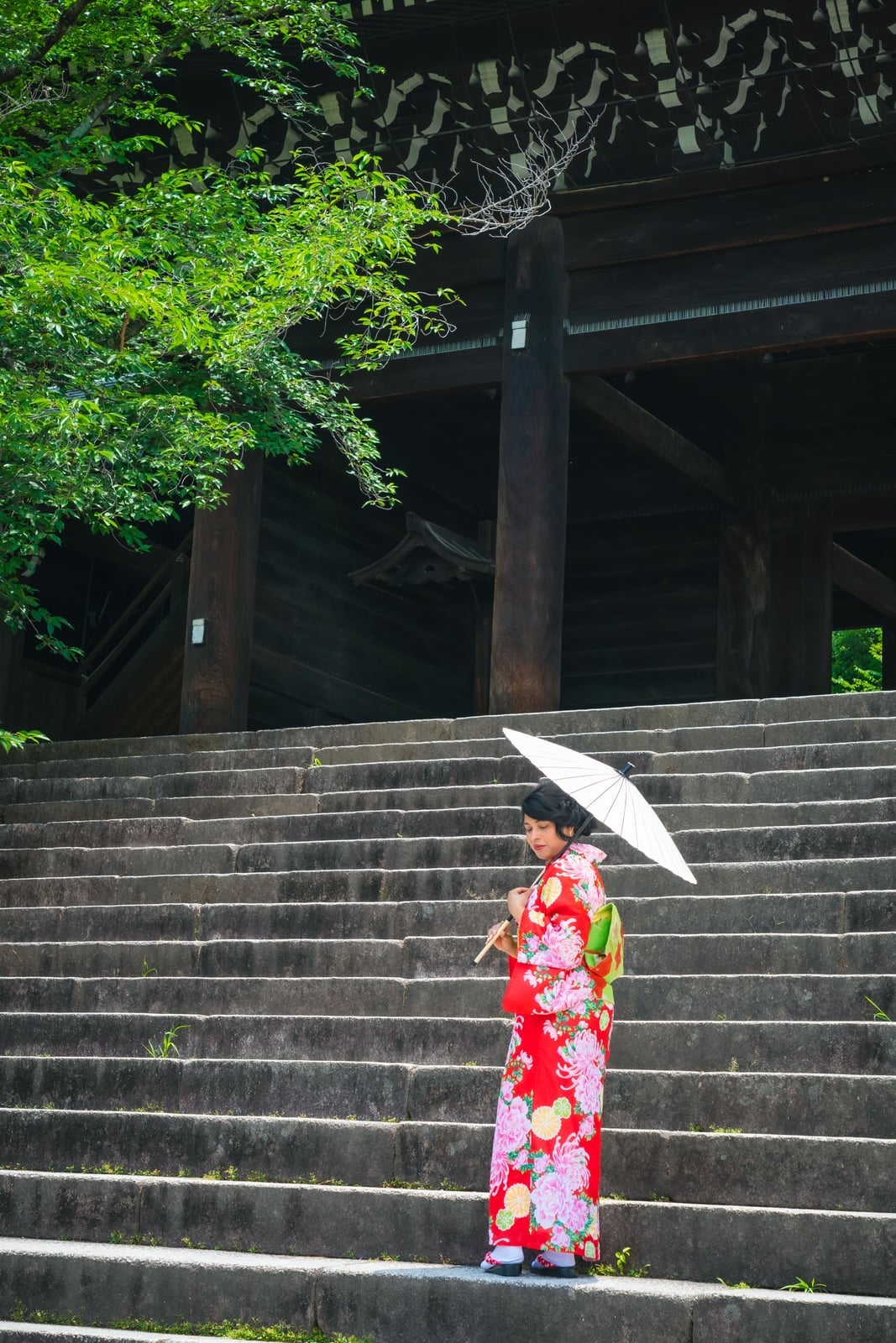 Vibrant Floral Kimono With Yellow Obi — Trendy Japanese Outfits