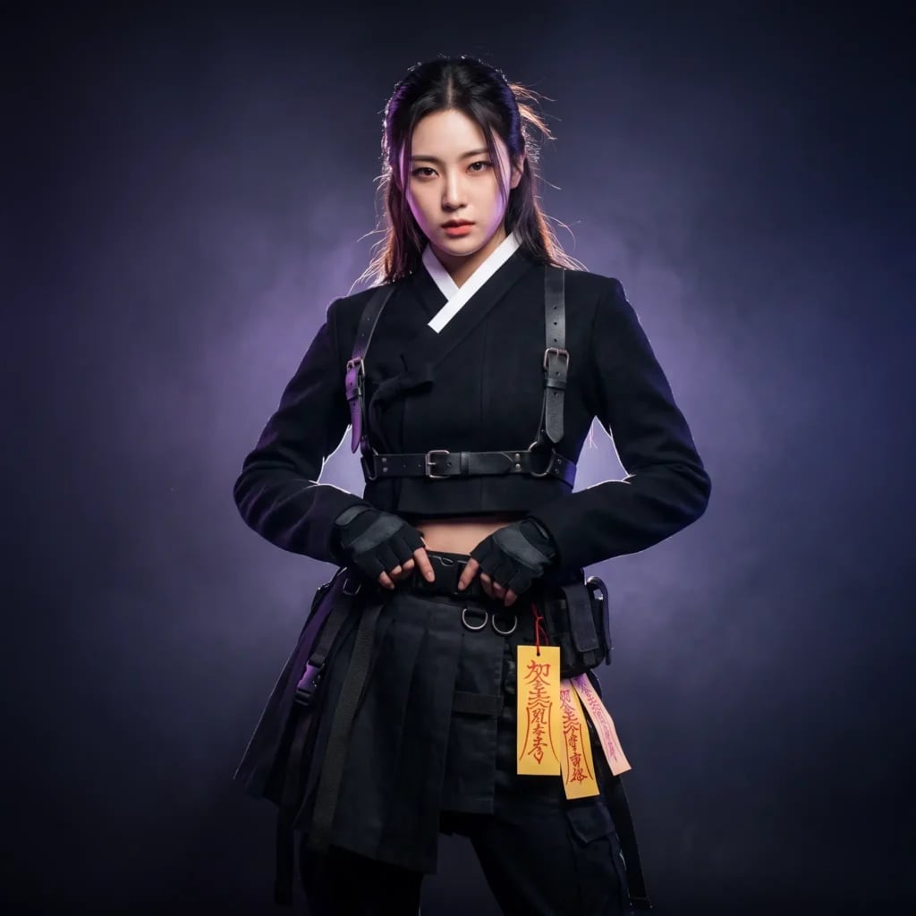 K-pop Performance Outfit with Harness and Cargo Pants K-pop Performance Outfit with Harness and Cargo Pants — Trendy K-pop Outfits