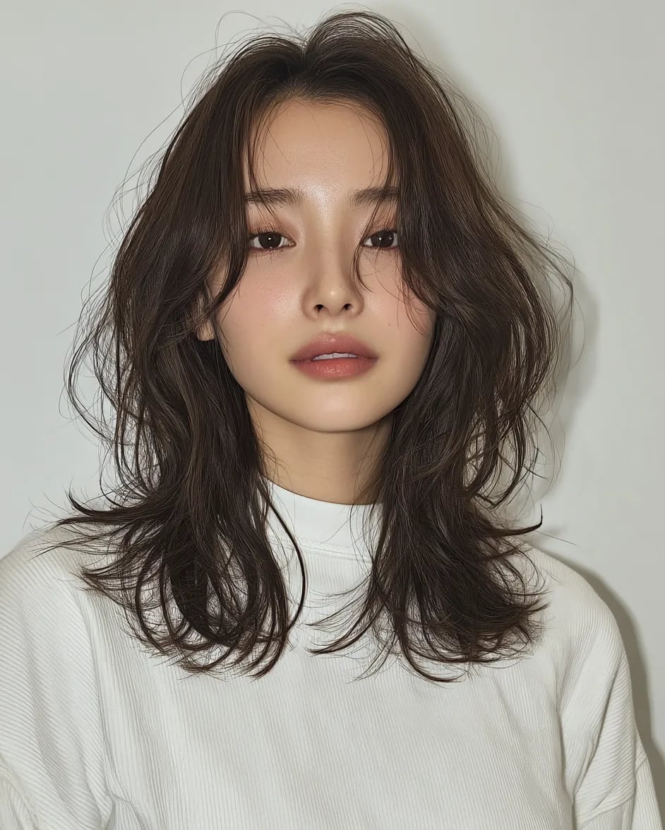 Collarbone Lob With Soft Curtain Bangs Collarbone Lob With Soft Curtain Bangs — Trendy Korean Hairstyles