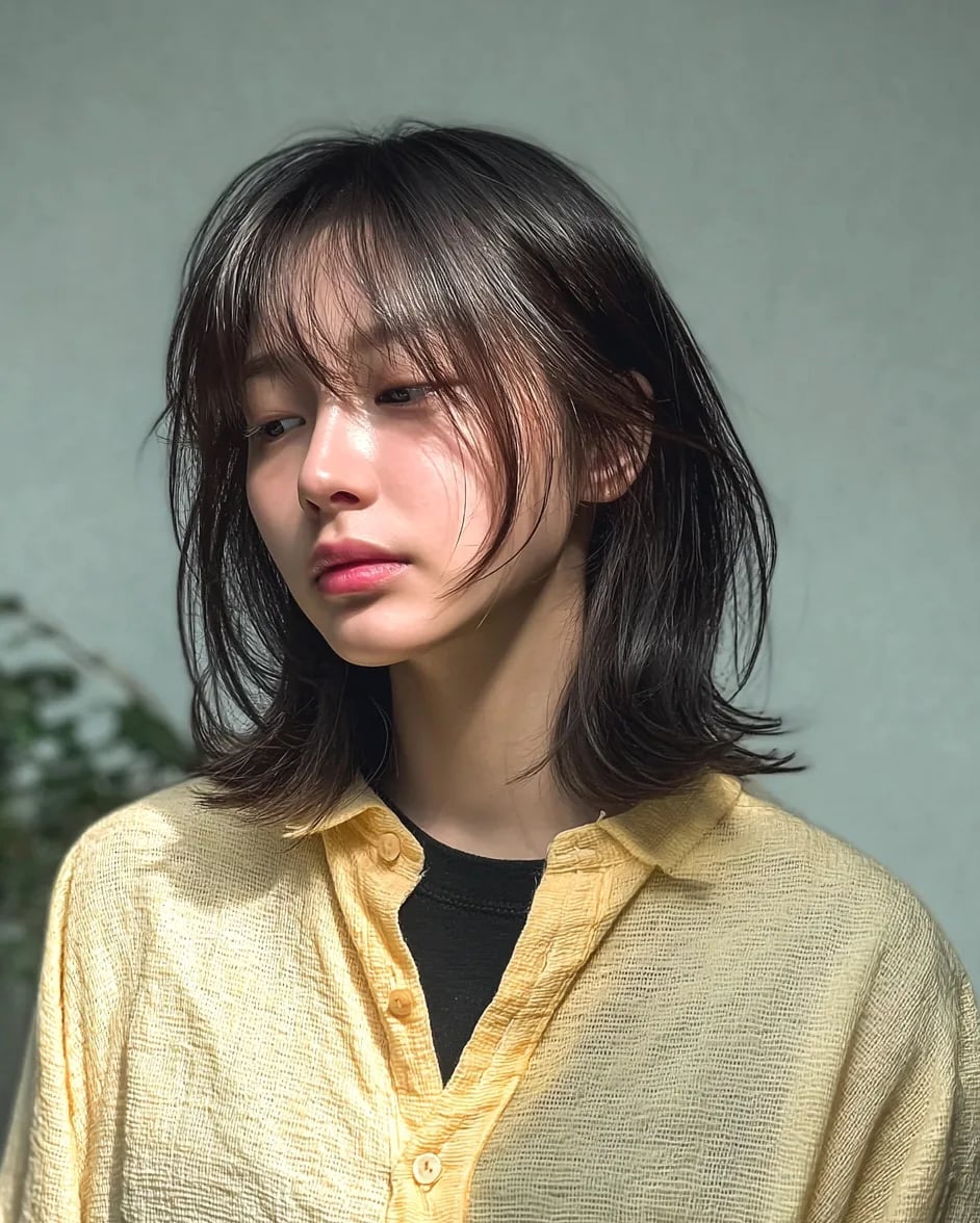 Collarbone Bob With Soft Waves and Curtain Bangs Collarbone Bob With Soft Waves and Curtain Bangs — Trendy Korean Hairstyles