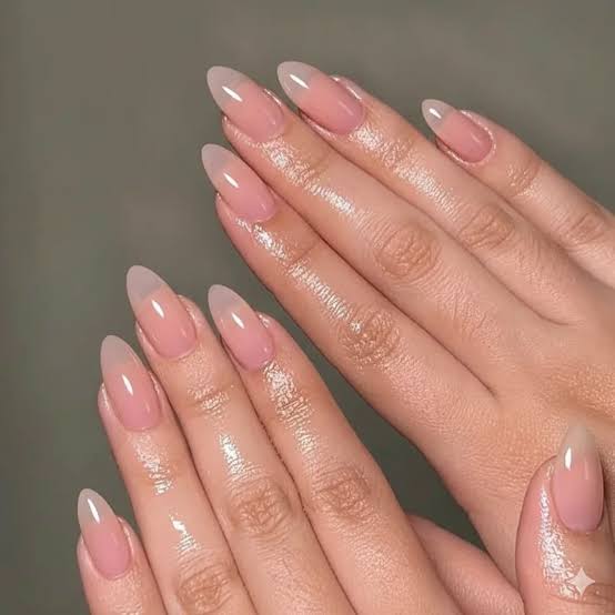 Medium Soft Square Milky Pink Bubble Nails Medium Soft Square Milky Pink Bubble Nails — Trendy Korean Nails