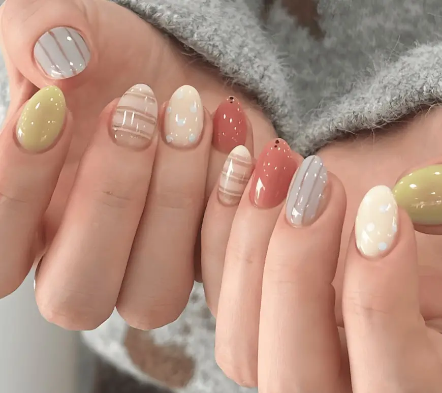 Short Oval Mixed Pastel Nails Short Oval Mixed Pastel Nails — Trendy Korean Nails