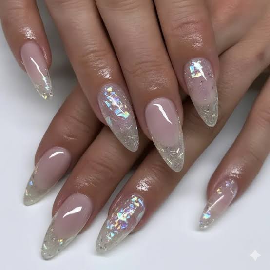 Long Stiletto Shattered Glass Nails Long Stiletto Shattered Glass Nails — Trendy Korean Nails