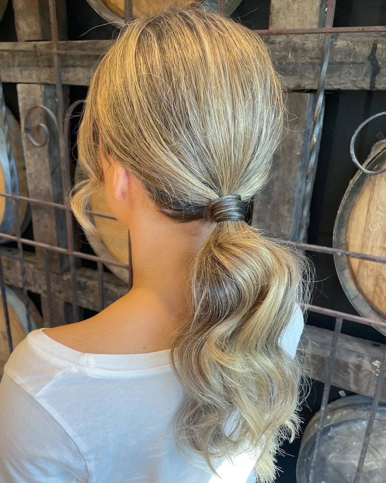 Voluminous Ash Blonde Low Ponytail With Balayage Voluminous Ash Blonde Low Ponytail With Balayage — Trendy Low Ponytail Hairstyles