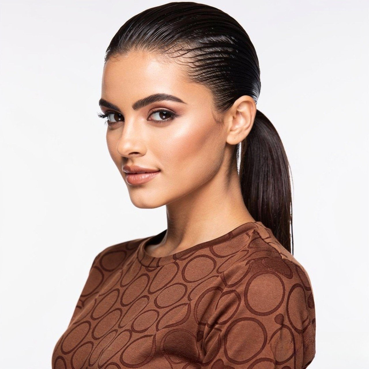 Sleek Dark Brown Wet-Look Ponytail Sleek Dark Brown Wet-Look Ponytail — Trendy Low Ponytail Hairstyles