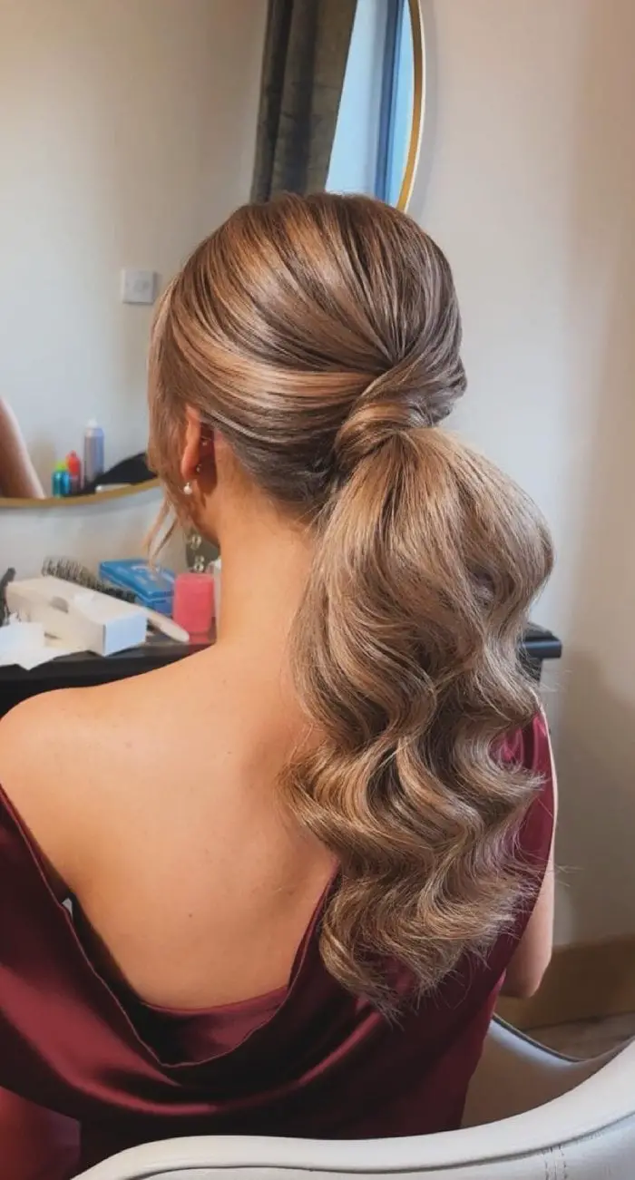 Dark Blonde Low Ponytail With Wrapped Base Dark Blonde Low Ponytail With Wrapped Base — Trendy Low Ponytail Hairstyles