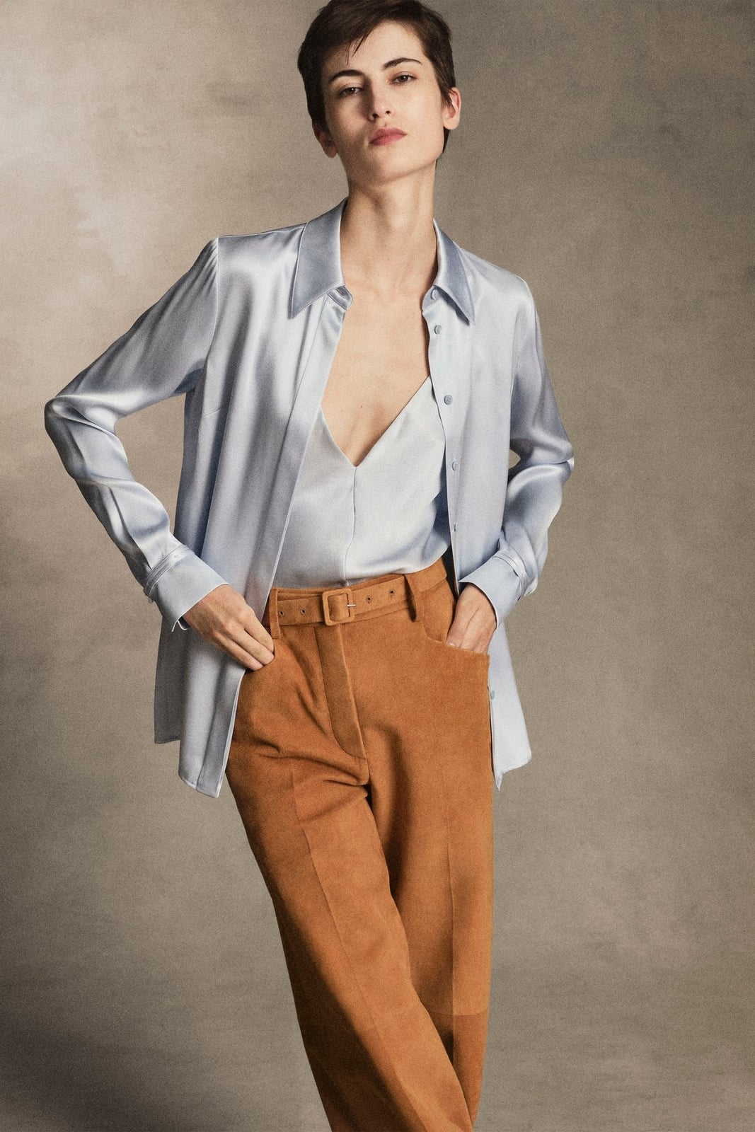 Silk Shirt and Suede Trousers Offer Relaxed Luxury Silk Shirt and Suede Trousers Offer Relaxed Luxury — Trendy Luxury Outfits