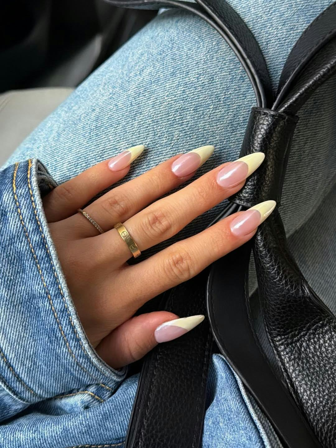 Yellow French Tip Long Stiletto Nails — Trendy Manicure Nails