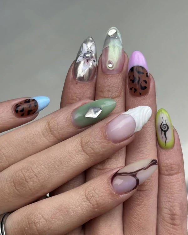 Mixed Design Nails Variety — Trendy Manicure Nails