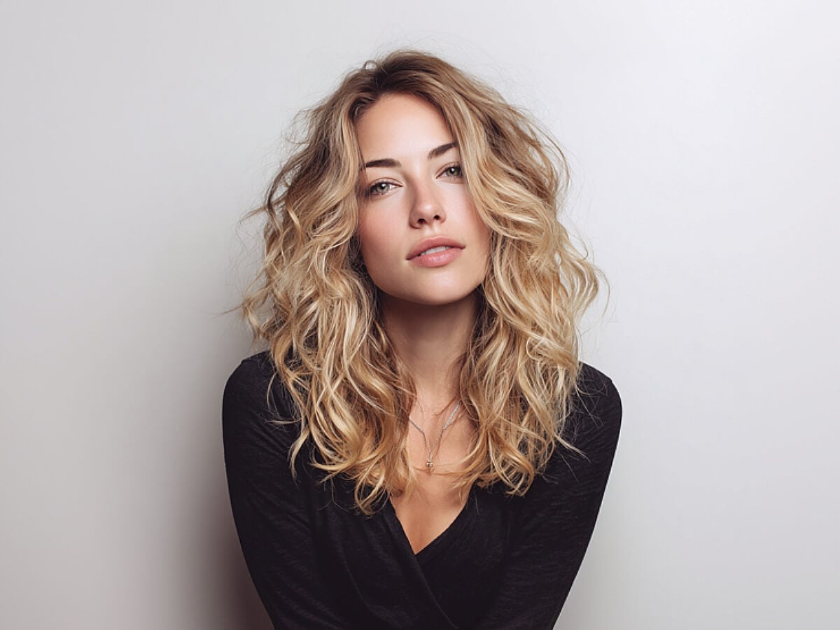 Collarbone Wavy Blonde With Curtain Bangs Collarbone Wavy Blonde With Curtain Bangs — Trendy Medium Hair