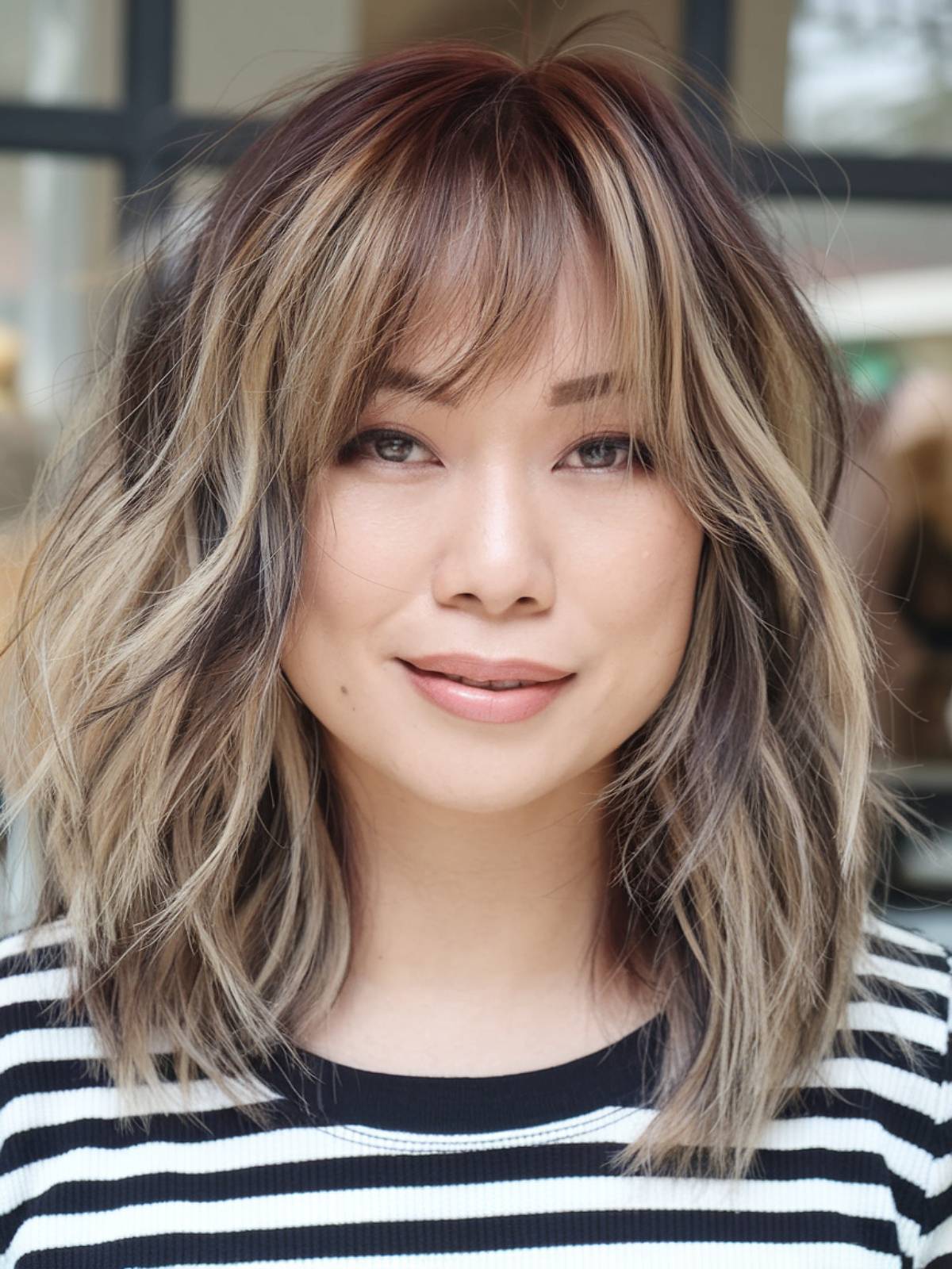 Shoulder Length Layers With Wispy Bangs Shoulder Length Layers With Wispy Bangs — Trendy Medium Hair