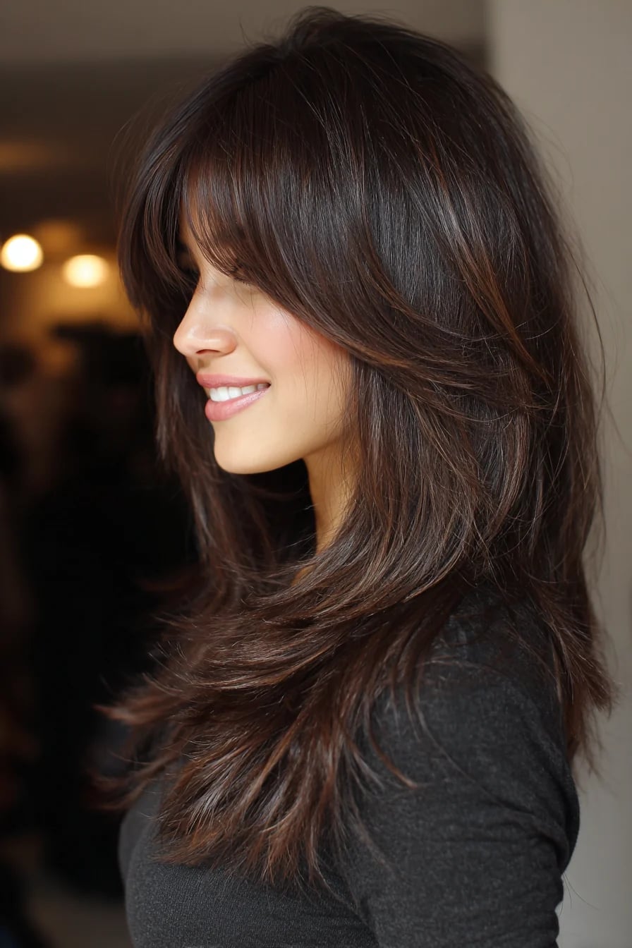 Mid-Back Layers With Smooth Waves — Trendy Messy Hair