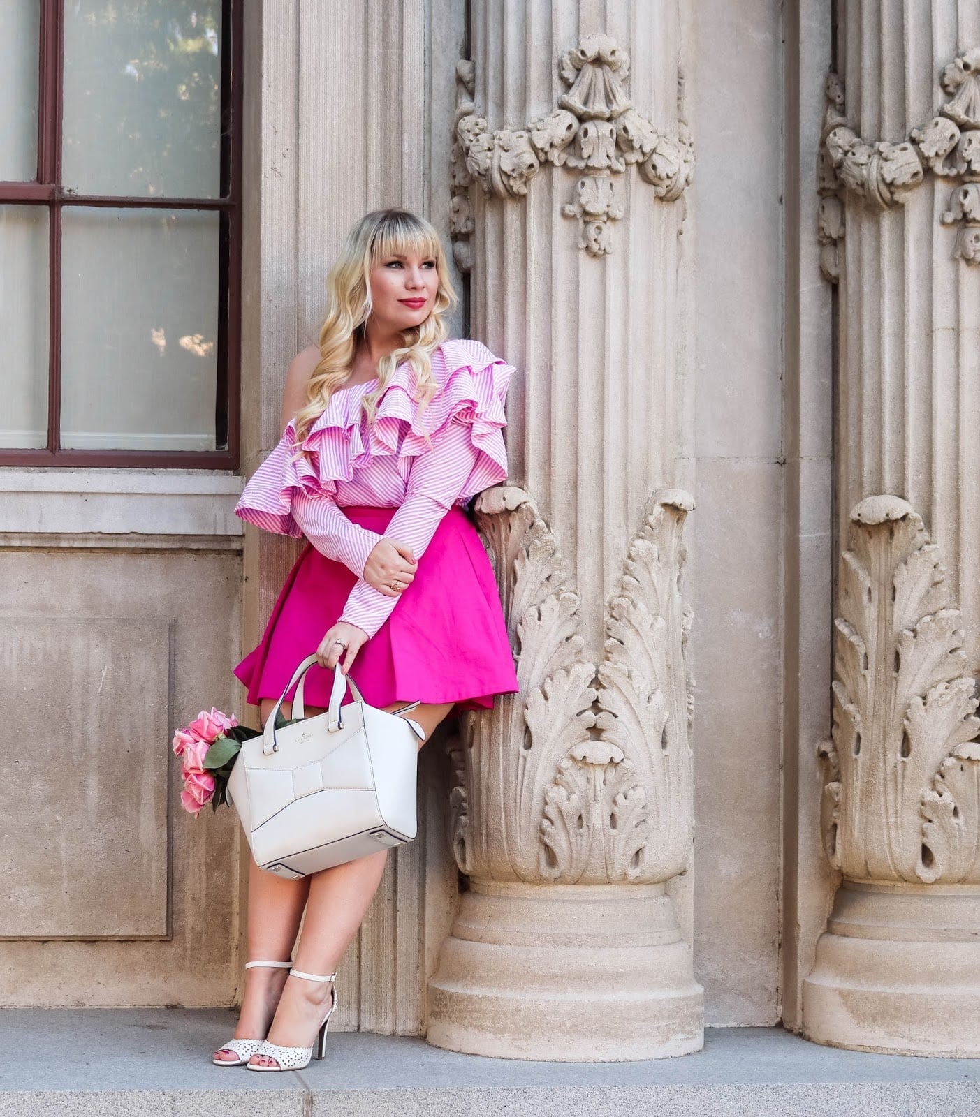 Hot Pink Mini Skirt with Ruffled Off-The-Shoulder Top Hot Pink Mini Skirt with Ruffled Off-The-Shoulder Top — Trendy Mini Skirt Outfits