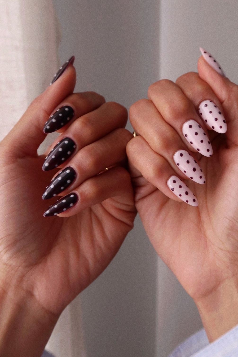 Long Stiletto Burgundy White Polka Dots Long Stiletto Burgundy White Polka Dots — Trendy Nail Designs