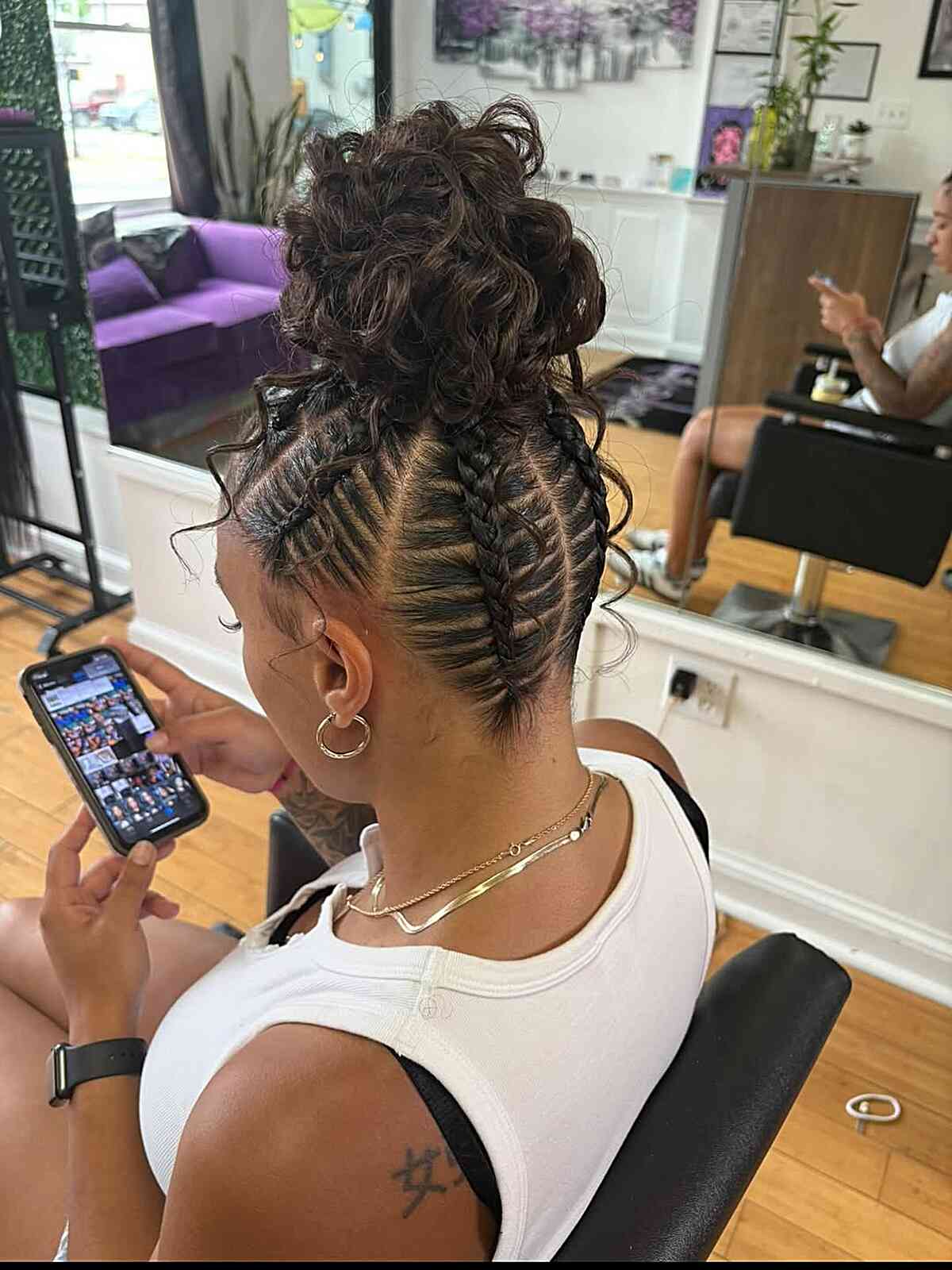 Voluminous Dark Brown Curly Bun Voluminous Dark Brown Curly Bun — Trendy Natural Bun