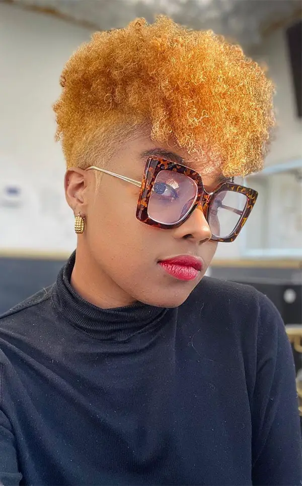 Short Undercut With Voluminous Bright Blonde Curls — Trendy Natural Hair
