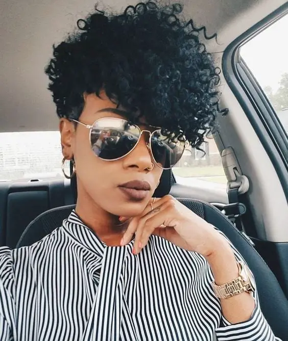 Asymmetrical Tapered Cut With Red Highlights — Trendy Natural Hair