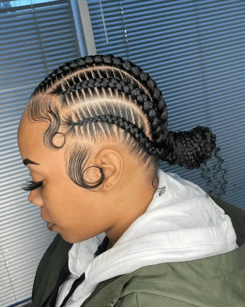 Cornrow Braids With Low Bun And Baby Hairs — Trendy Natural Hair