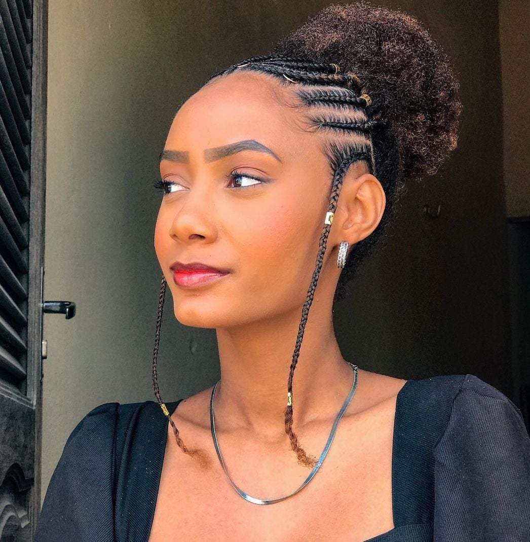 Braided Updo With High Bun And Beads — Trendy Natural Hair