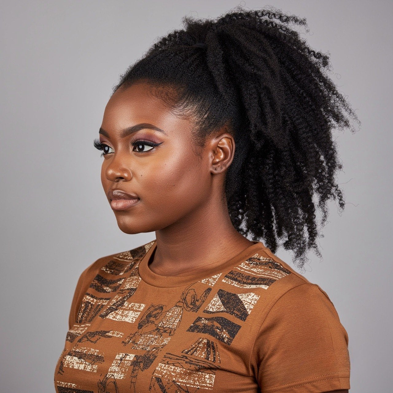 High Ponytail With Voluminous Curly Hair — Trendy Natural Hair