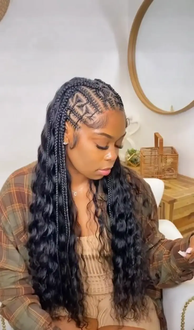 Mixed Braids and Loose Wavy Hair Mixed Braids and Loose Wavy Hair — Trendy Natural Hair Braiding
