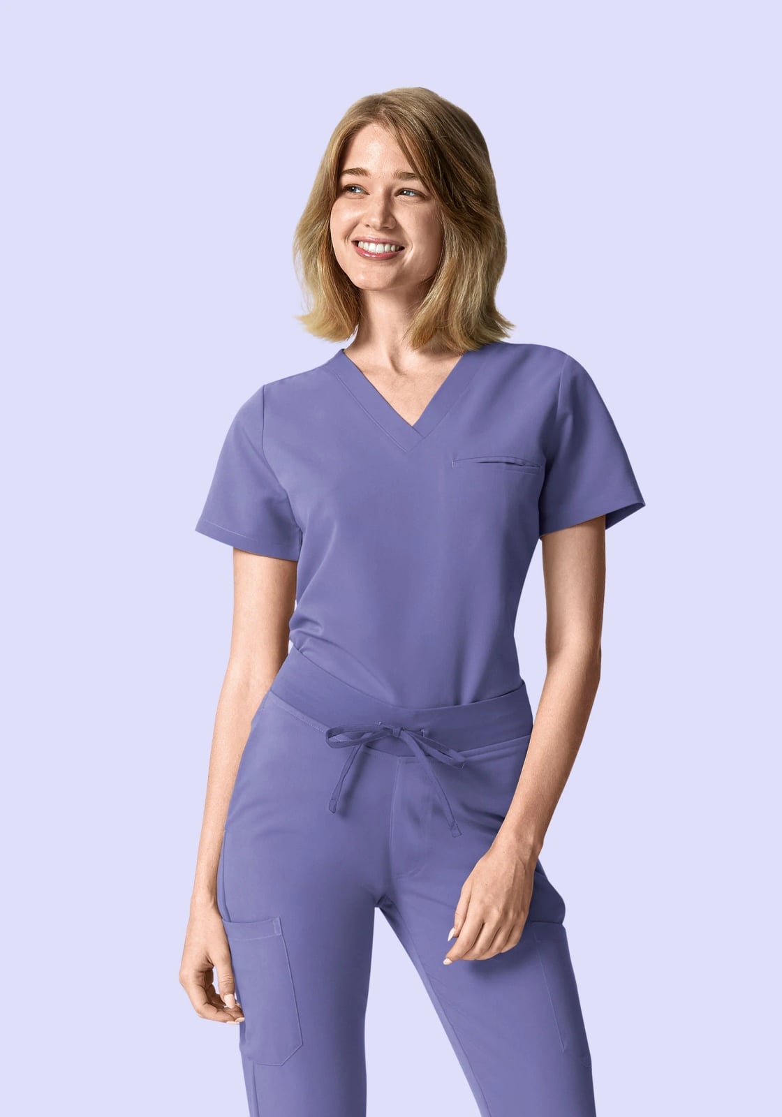 Lavender Purple V-neck Scrub Set with Tailored Fit Lavender Purple V-neck Scrub Set with Tailored Fit — Trendy Nurse Outfits