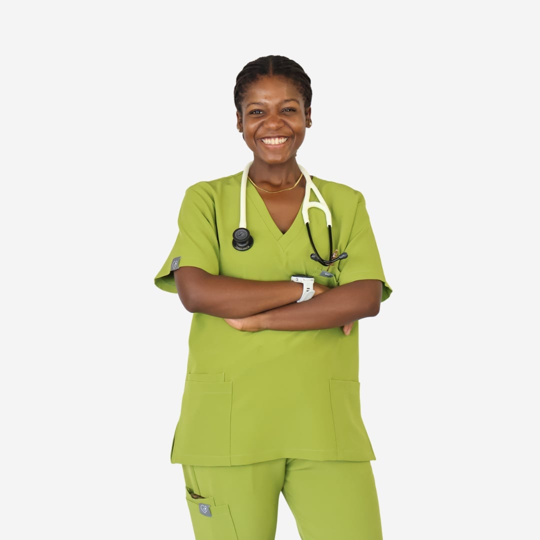 Lime Green V-neck Scrub Set with Stethoscope Lime Green V-neck Scrub Set with Stethoscope — Trendy Nurse Outfits