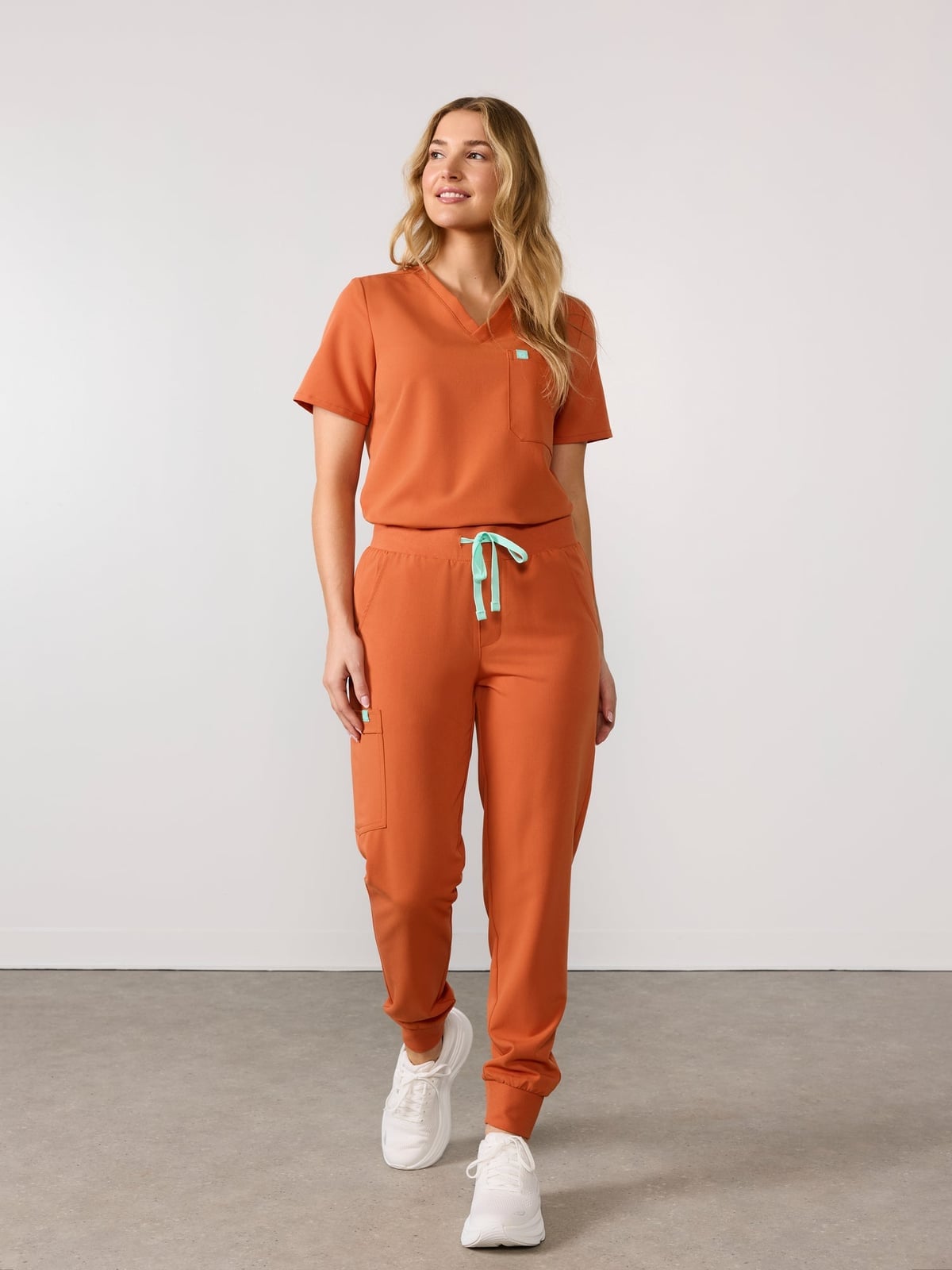 Burnt Orange Jogger Scrub Set with Contrast Drawstring Burnt Orange Jogger Scrub Set with Contrast Drawstring — Trendy Nurse Outfits