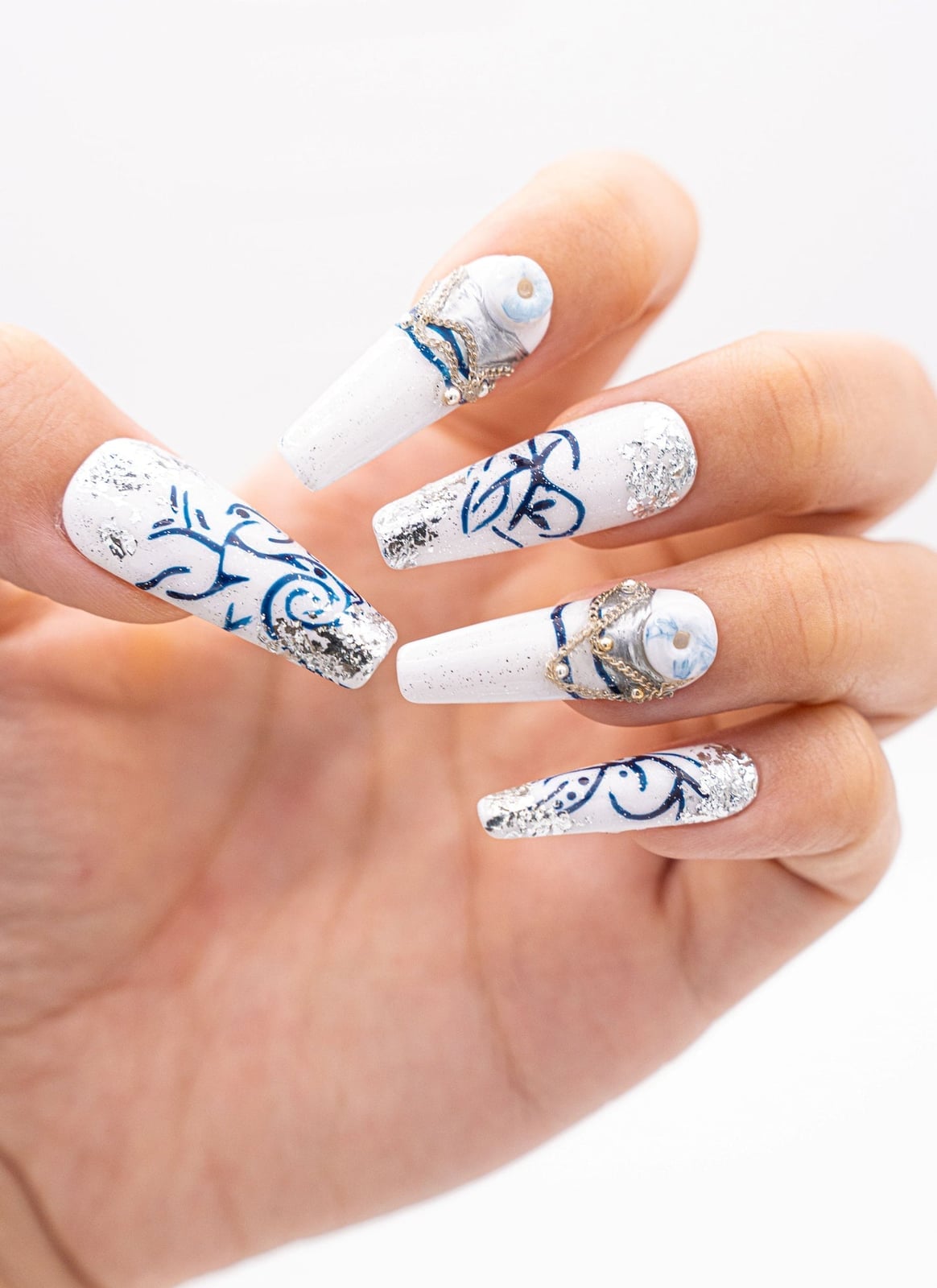 Extra Long Stiletto with Elaborate 3D Ocean Life Extra Long Stiletto with Elaborate 3D Ocean Life — Trendy Ocean Nails